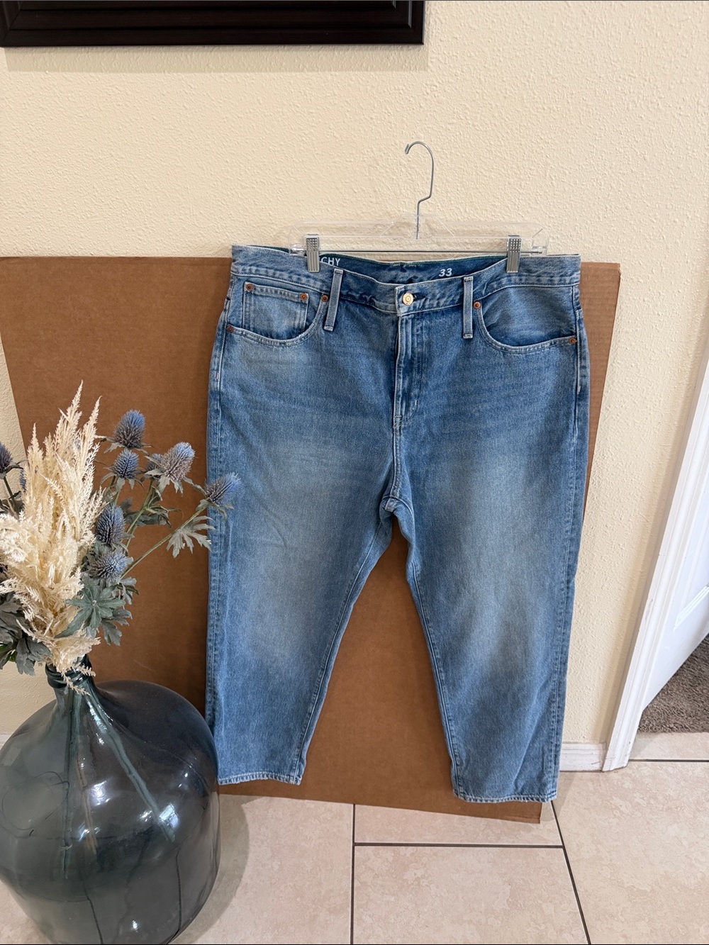 J Crew Womens Slouchy Boyfriend Blue Denim Crop Jeans Sz 33
